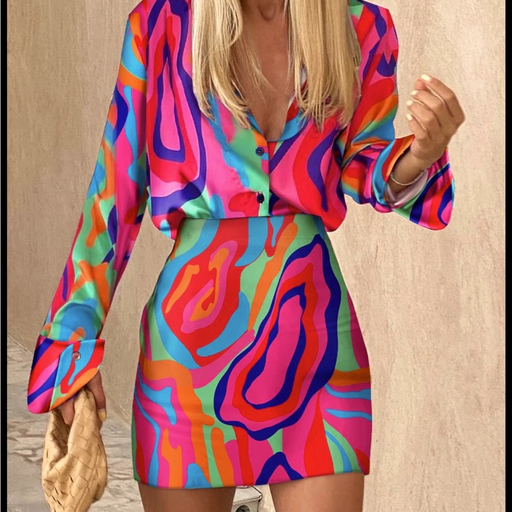2 piece mini skirt and blouse size S